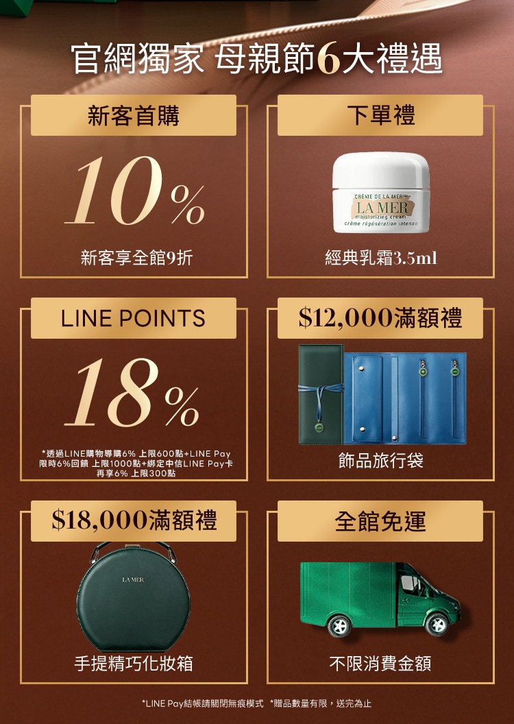 最後倒數最高18% 回饋首購9折 滿12000享飾品旅行袋 18000享化妝箱
